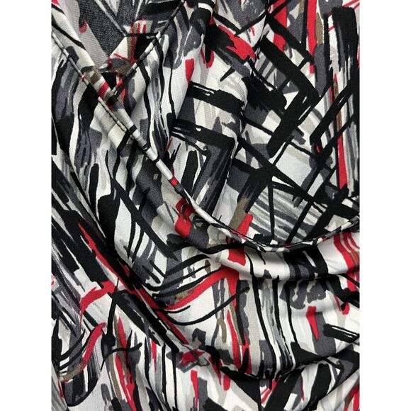 Adrienne Vittadini Large‎ Black/Red Wrap Long sleeve Stretch Shirt Large - Picture 2 of 7